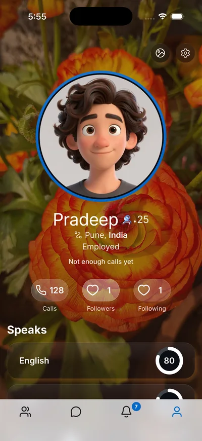 A profile showing the languages someone speaks and is learning